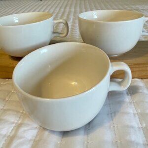 Set of 3 Vintage 2004 Starbucks "At Home Collection" white 8 oz coffee mugs.